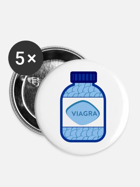 Glas Viagra - Buttons mittel 32 mm (5er Pack) - Weiß