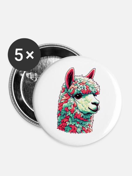 Alpaka - Buttons mittel 32 mm (5er Pack) - Weiß