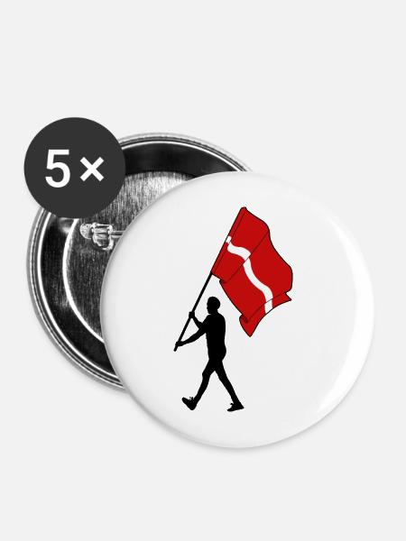 Flagge Lettland Mann geht - Buttons mittel 32 mm (5er Pack) - Weiß