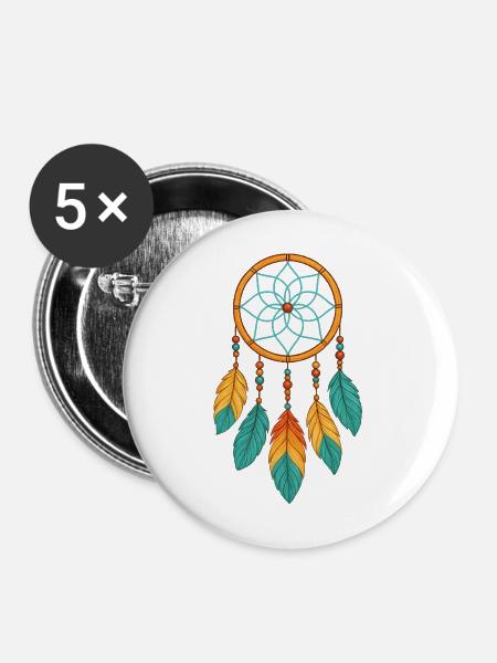 Traumfänger - Buttons mittel 32 mm (5er Pack) - Weiß