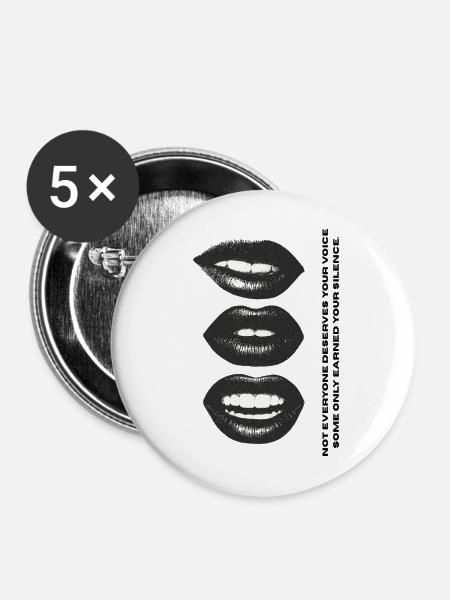 Lippen - Stimme - Buttons mittel 32 mm (5er Pack) - Weiß