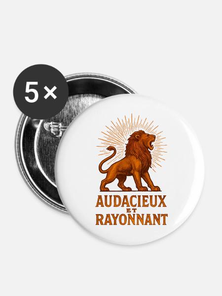 Sternzeichen Löwe - Astrologie - Buttons mittel 32 mm (5er Pack) - Weiß