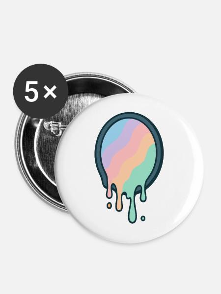 Geschmolzener Pastell-Regenbogen - Buttons mittel 32 mm (5er Pack) - Weiß