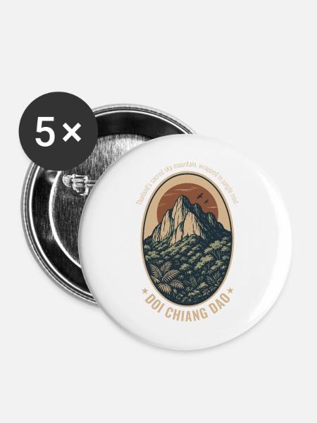 Doi Chiang Dao Berglandschaft   - Buttons mittel 32 mm (5er Pack) - Weiß