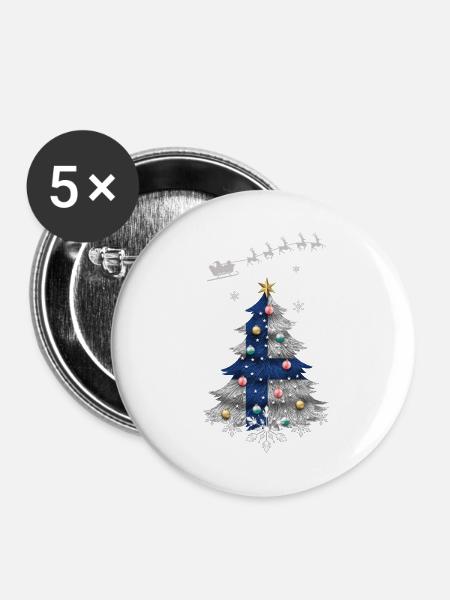 Weihnachtsbaum mit Finnland-Flagge - Buttons mittel 32 mm (5er Pack) - Weiß