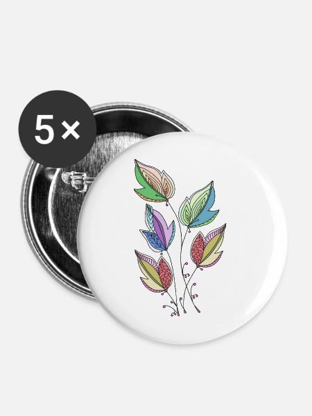 Blätter - Buttons mittel 32 mm (5er Pack) - Weiß