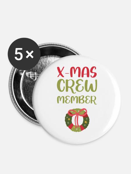 X-Mas Crew Mitglied - Buttons mittel 32 mm (5er Pack) - Weiß