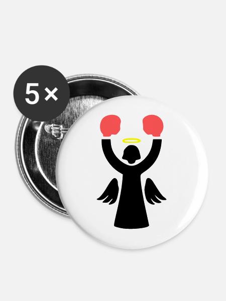 boxer engel piktogramm lustig - Buttons mittel 32 mm (5er Pack) - Weiß