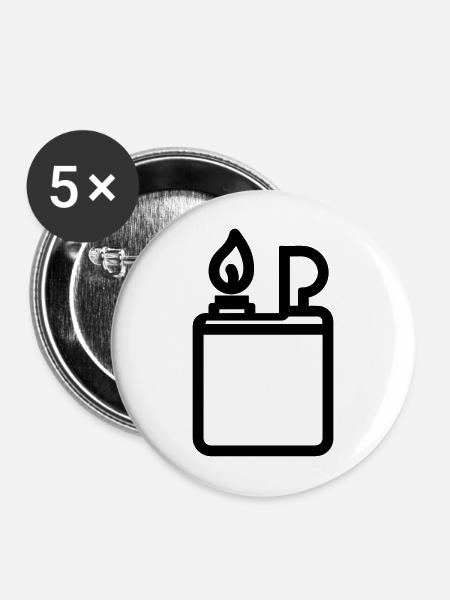 Feuerzeug - Buttons mittel 32 mm (5er Pack) - Weiß