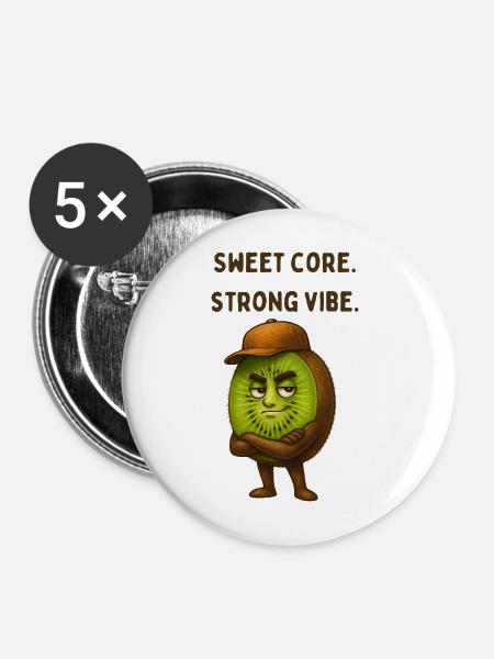 Kiwi mit kühner Attitüde - Buttons mittel 32 mm (5er Pack) - Weiß