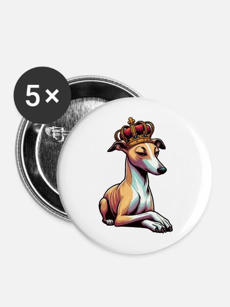Whippet Windhund Whippets Windhundbesitzer - Buttons mittel 32 mm (5er Pack) - Weiß