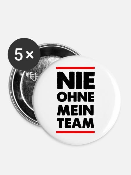 Nie Ohne Team - Buttons mittel 32 mm (5er Pack) - Weiß
