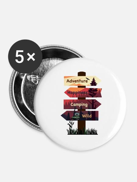 Path to Happiness - Buttons mittel 32 mm (5er Pack) - Weiß