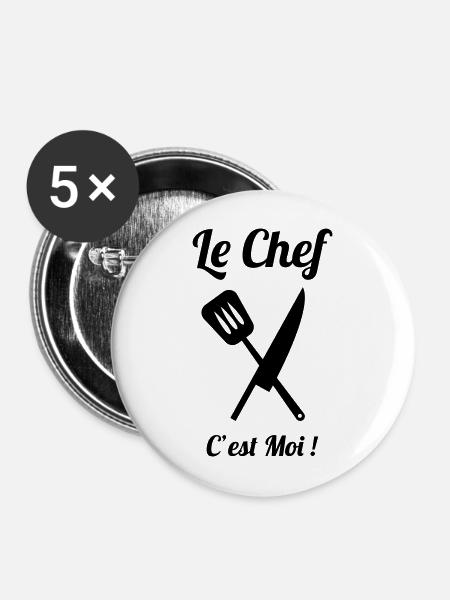 Der Küchenchef bin ich - Buttons mittel 32 mm (5er Pack) - Weiß