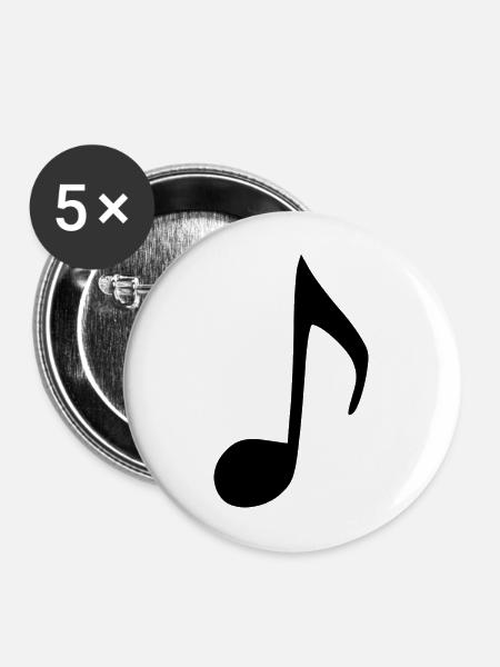 Musiknote schwarz Musik - Buttons mittel 32 mm (5er Pack) - Weiß