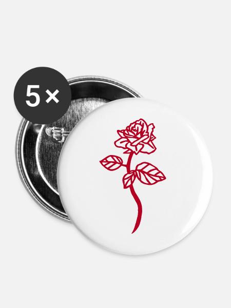 Die rote Rose - Buttons mittel 32 mm (5er Pack) - Weiß