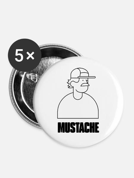 MUSTACHE_Transparent - Buttons mittel 32 mm (5er Pack) - Weiß