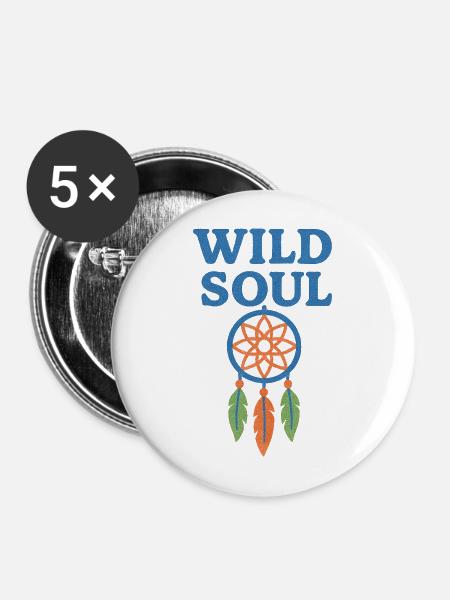 Wilde Seele Traumfänger - Buttons mittel 32 mm (5er Pack) - Weiß