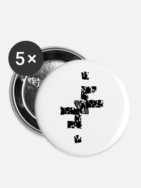 Zerbrochener Diamant in Schwarz - Buttons mittel 32 mm (5er Pack) - Weiß