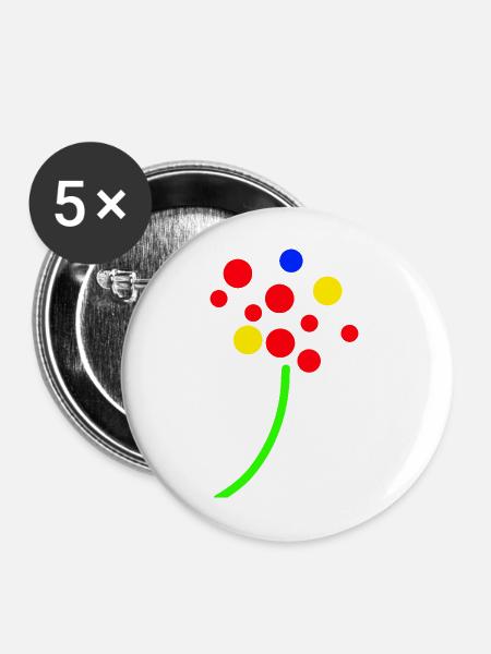 Konfetti Neon Blumenstrauß - Buttons mittel 32 mm (5er Pack) - Weiß