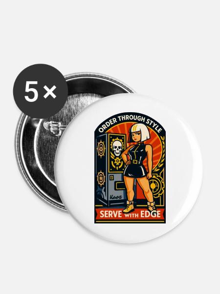 Vault Vixen Edge - Buttons mittel 32 mm (5er Pack) - Weiß