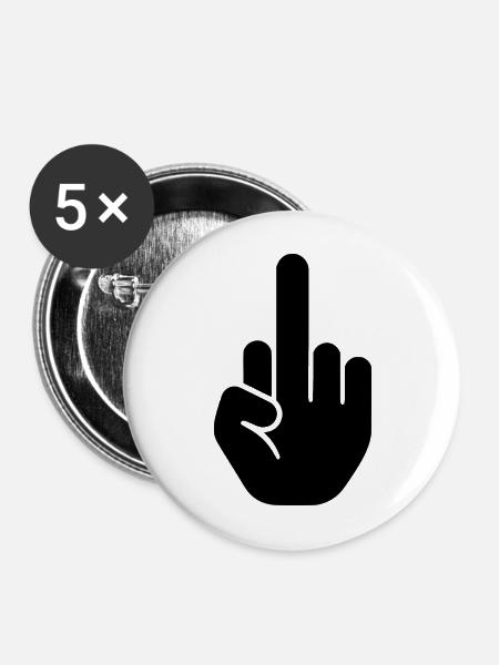 Mittelfinger - Buttons mittel 32 mm (5er Pack) - Weiß