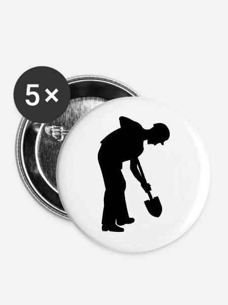 Fleißiger Bodenarbeiter – Grabteam - Buttons mittel 32 mm (5er Pack) - Weiß