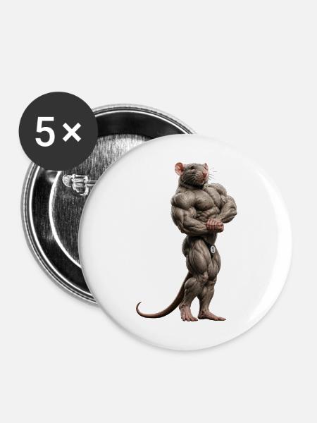 Gym Rat - Buttons mittel 32 mm (5er Pack) - Weiß