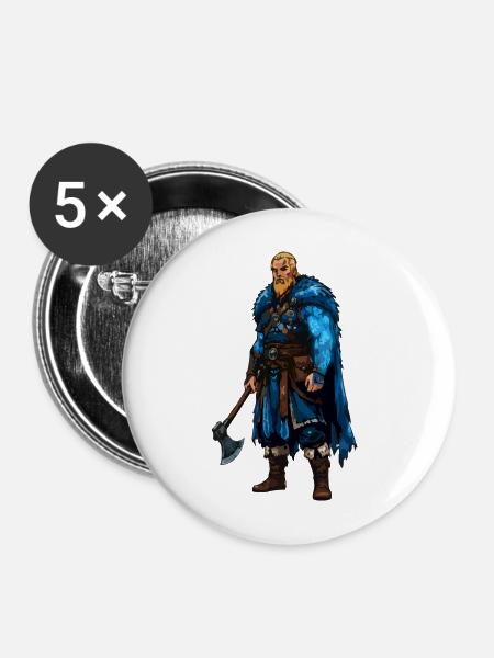 Wikinger Krieger - Buttons mittel 32 mm (5er Pack) - Weiß