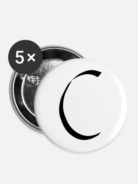 Buchstabe C - Buttons mittel 32 mm (5er Pack) - Weiß