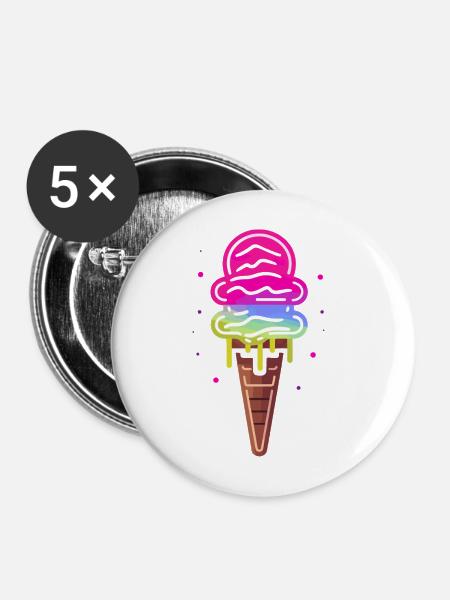 Eiswaffel - Buttons mittel 32 mm (5er Pack) - Weiß