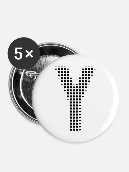 Buchstabe Y – Punktmuster Initial Design - Buttons mittel 32 mm (5er Pack) - Weiß