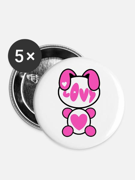 Plush: Lovy - Buttons mittel 32 mm (5er Pack) - Weiß