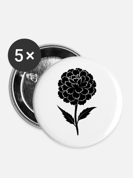 Ringelblumenblüte - Buttons mittel 32 mm (5er Pack) - Weiß