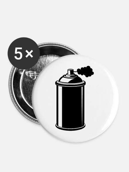 Sprühdose - Buttons mittel 32 mm (5er Pack) - Weiß
