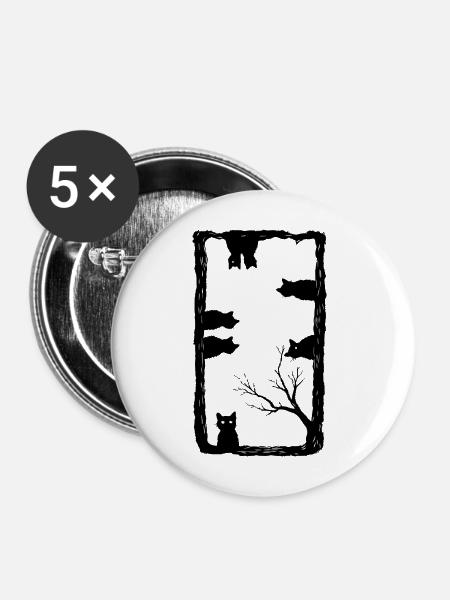 Katzenliebhaber-Gotikkunst - Buttons mittel 32 mm (5er Pack) - Weiß