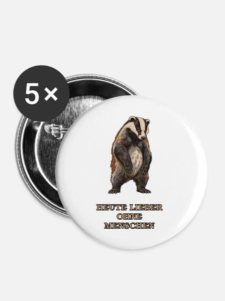 Genervter Dachs - Buttons mittel 32 mm (5er Pack) - Weiß