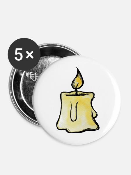Goldenes Kerzenleuchten - Buttons mittel 32 mm (5er Pack) - Weiß