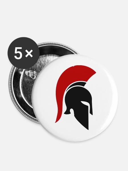 Spartanischer Rotplume Helm - Buttons mittel 32 mm (5er Pack) - Weiß