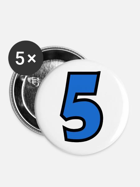 5. JUBILÄUM. 5 JAHRE - Buttons mittel 32 mm (5er Pack) - Weiß