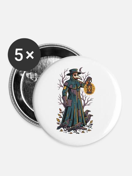 Der Pestdoktor mit der Laterne - Buttons mittel 32 mm (5er Pack) - Weiß