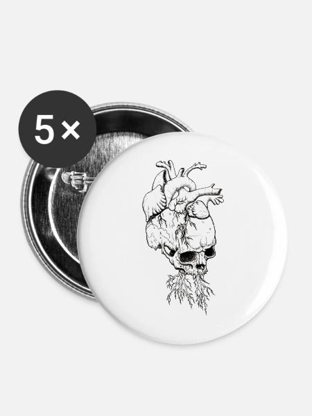headache heartache - Buttons mittel 32 mm (5er Pack) - Weiß