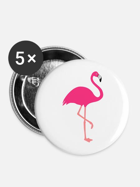 Flamingo - tierisches Design - Buttons mittel 32 mm (5er Pack) - Weiß