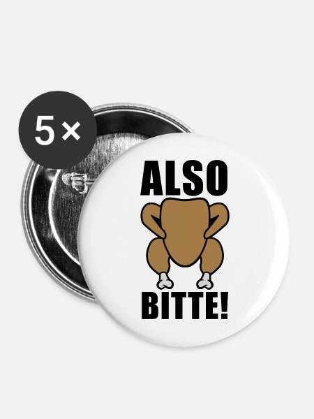 Also bitte - Buttons mittel 32 mm (5er Pack) - Weiß
