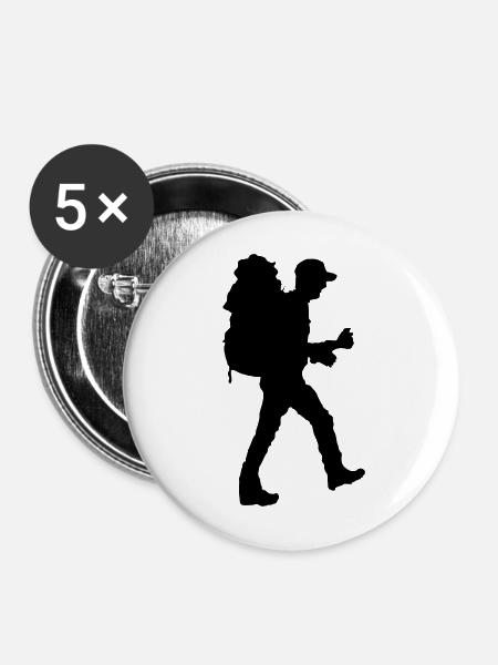 Backpacker Silhouette - Buttons mittel 32 mm (5er Pack) - Weiß