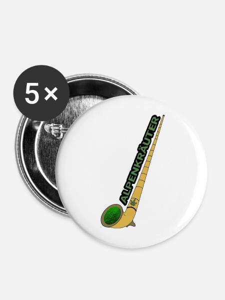 Alphorn Bong - Buttons mittel 32 mm (5er Pack) - Weiß