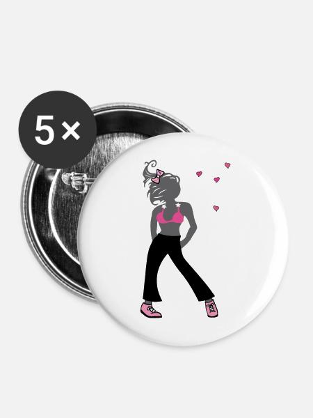 Junges Mädchen - Buttons mittel 32 mm (5er Pack) - Weiß