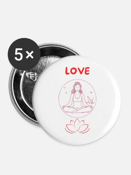 Love meditation - Buttons mittel 32 mm (5er Pack) - Weiß