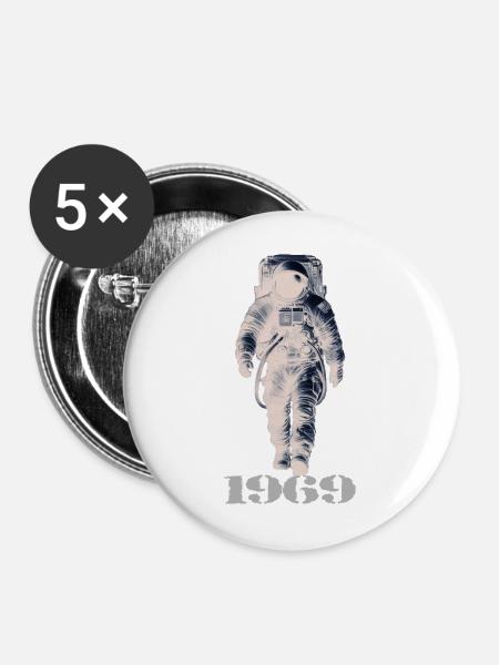 Astronaut - Buttons mittel 32 mm (5er Pack) - Weiß