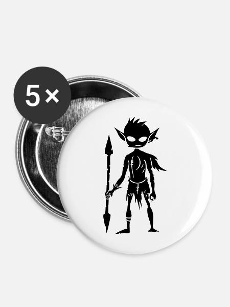 Goblin Ork Figur - Buttons mittel 32 mm (5er Pack) - Weiß